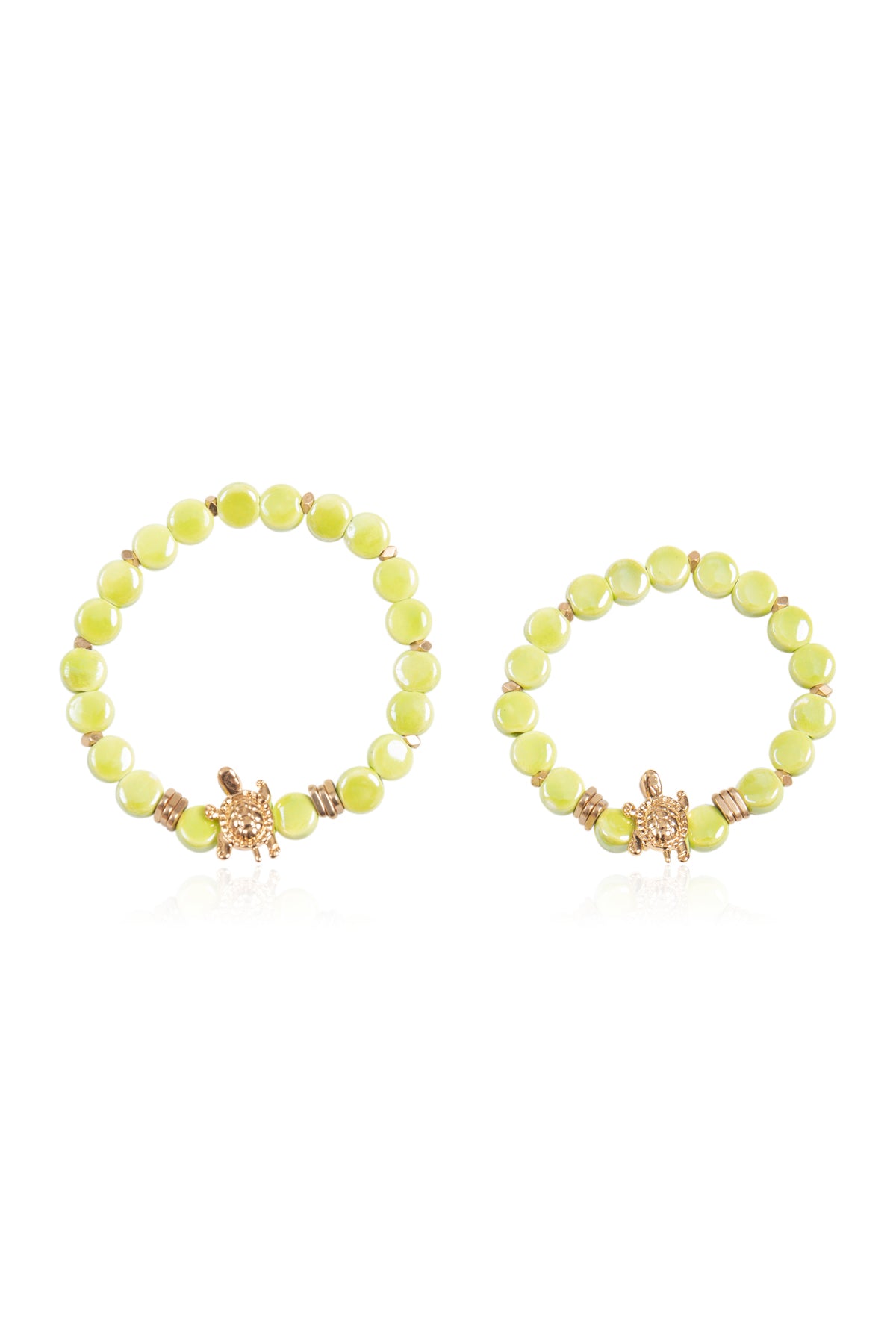 Mommy and Me Matching Bracelets - Stretch Charm Bracelet - Turtle Green