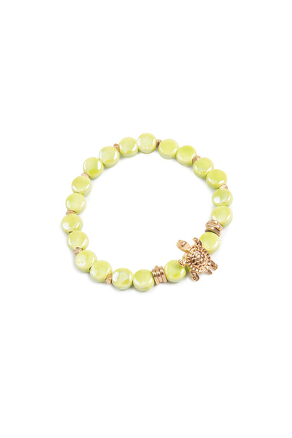 Mommy and Me Matching Bracelets - Stretch Charm Bracelet - Turtle Green