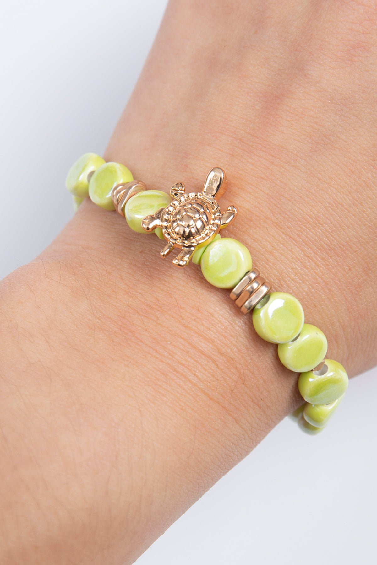 Mommy and Me Matching Bracelets - Stretch Charm Bracelet - Turtle Green