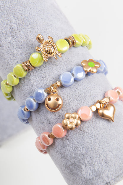 Mommy and Me Matching Bracelets - Stretch Charm Bracelet - Turtle Green