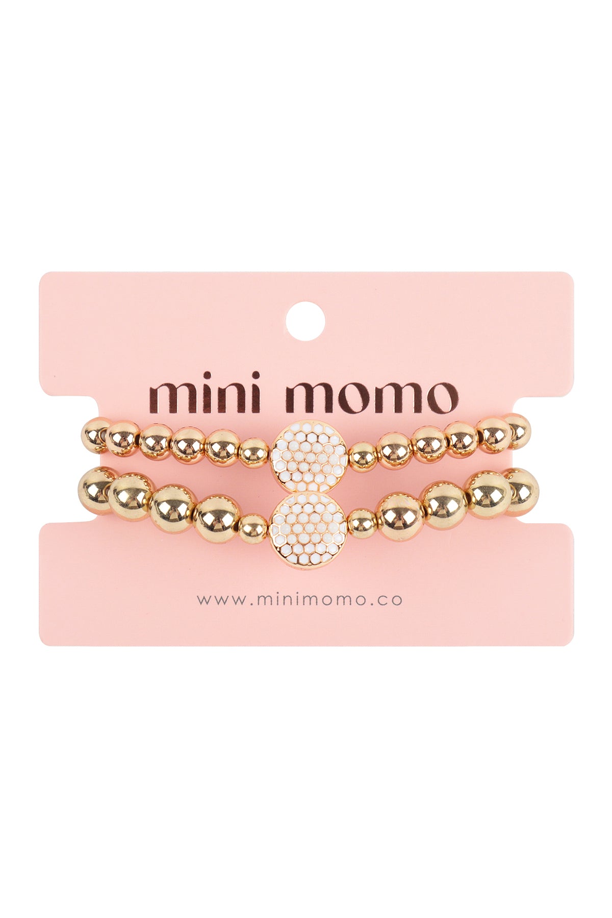 Mommy and Me Bracelets - Rhinestone Sports Charm Metallic Gold 2 Set - Golf