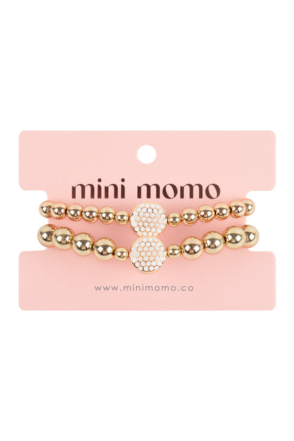 Mommy and Me Bracelets - Rhinestone Sports Charm Metallic Gold 2 Set - Golf