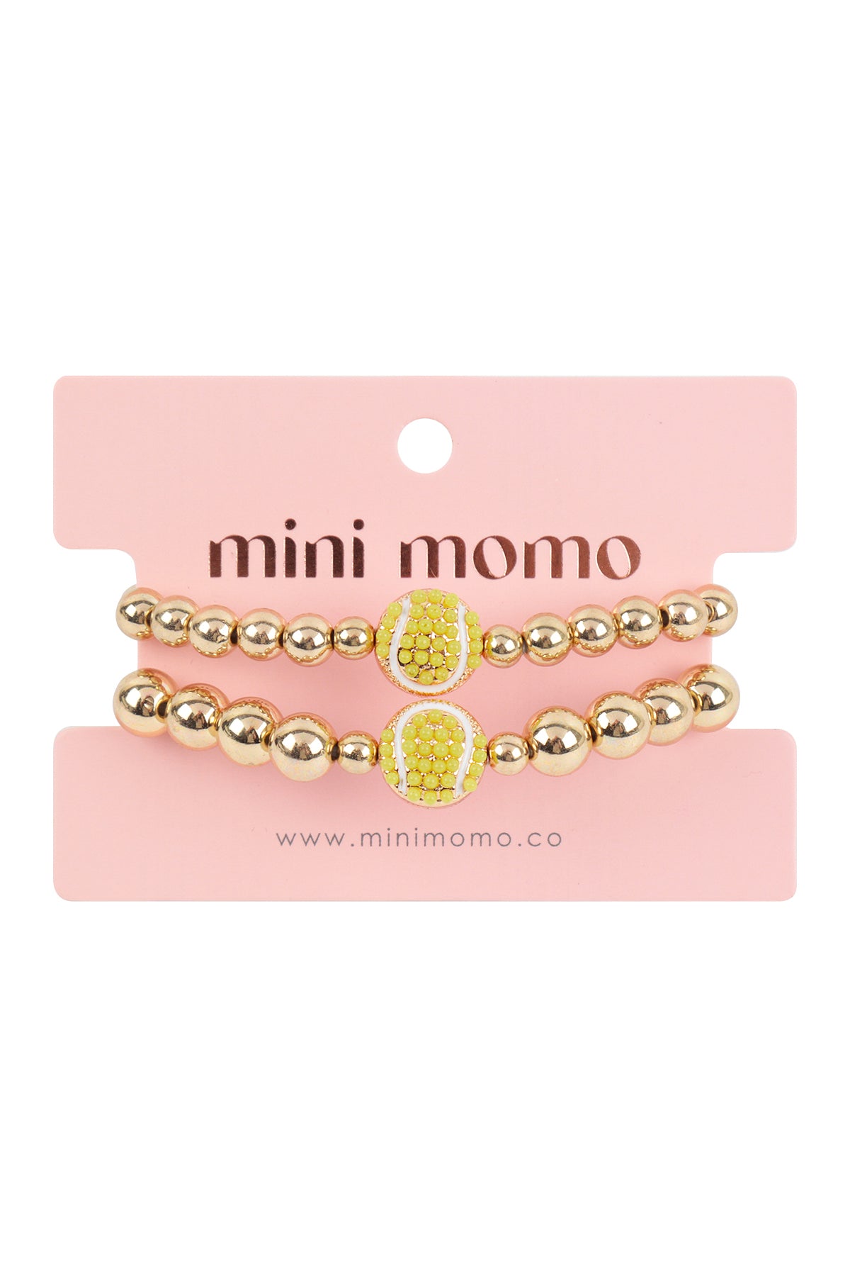 Mommy and Me Bracelets - Rhinestone Sports Charm Metallic Gold 2 Set - Tennis