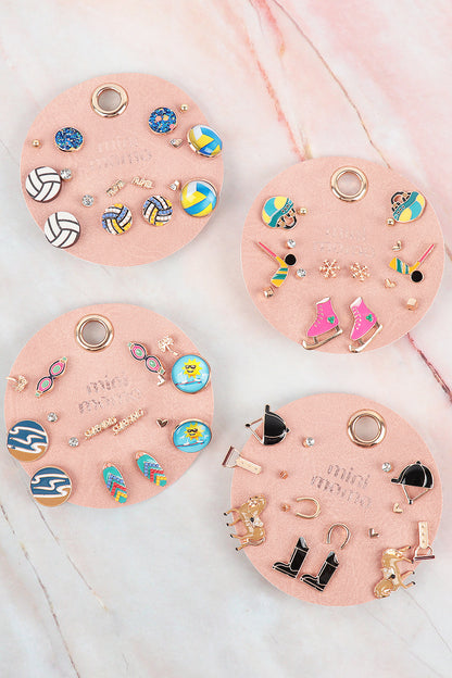 Sports Earring Set for Women Multi Pairs Assorted Multipack - Girl's Stud Earrings Jewelry - Group 