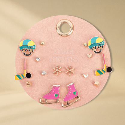 Sports Stud Earrings for Women - Hockey Assorted Set
