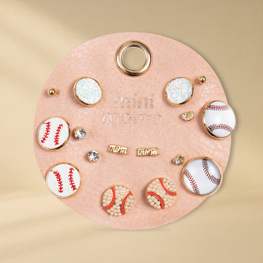 Sports Stud Earrings for Women - Baseball Assorted Set