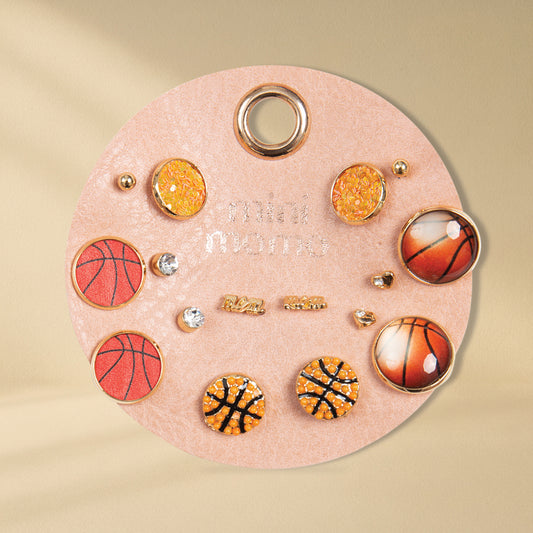 Sports Stud Earrings for Women - Basketball Assorted Set