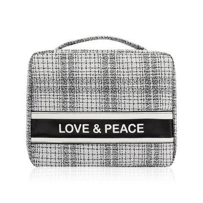 Makeup Bag Travel Toiletry Organizer Cosmetic Pouch Hanging Storage Weekender Handbag - White Black