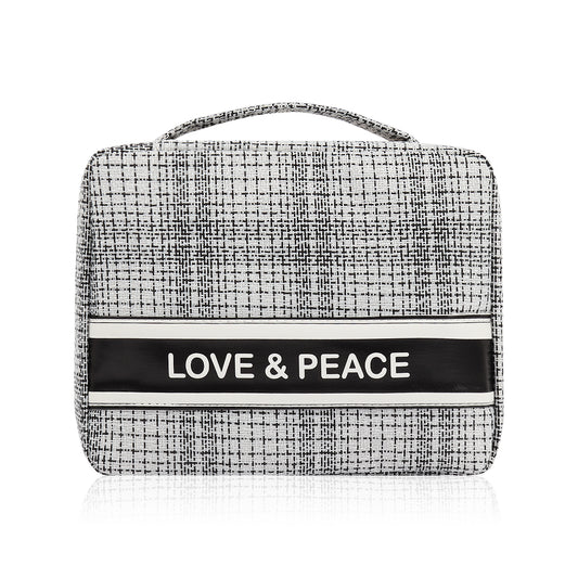 Makeup Bag Travel Toiletry Organizer Cosmetic Pouch Hanging Storage Weekender Handbag - White Black