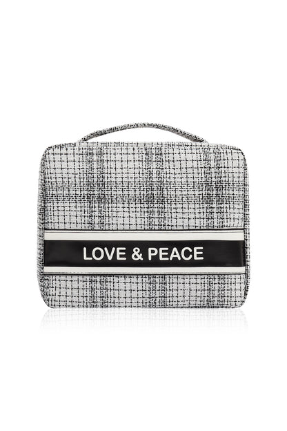 Makeup Bag Travel Toiletry Organizer Cosmetic Pouch Hanging Storage Weekender Handbag - White Black