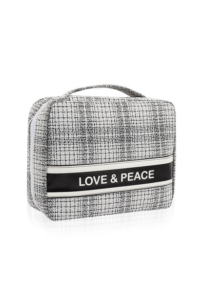 Makeup Bag Travel Toiletry Organizer Cosmetic Pouch Hanging Storage Weekender Handbag - White Black
