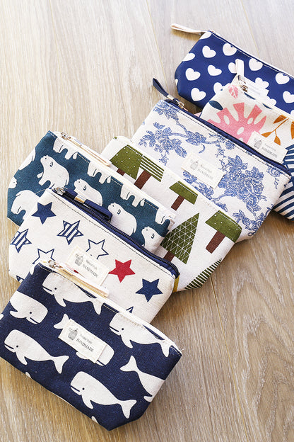 Small Makeup Bag Cute Print Cosmetic Toiletry Pouch - Green