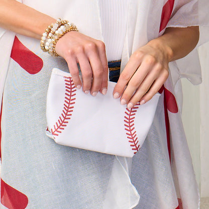 Sports Print Makeup Bag Travel Case Organizer Pouch - Baseball