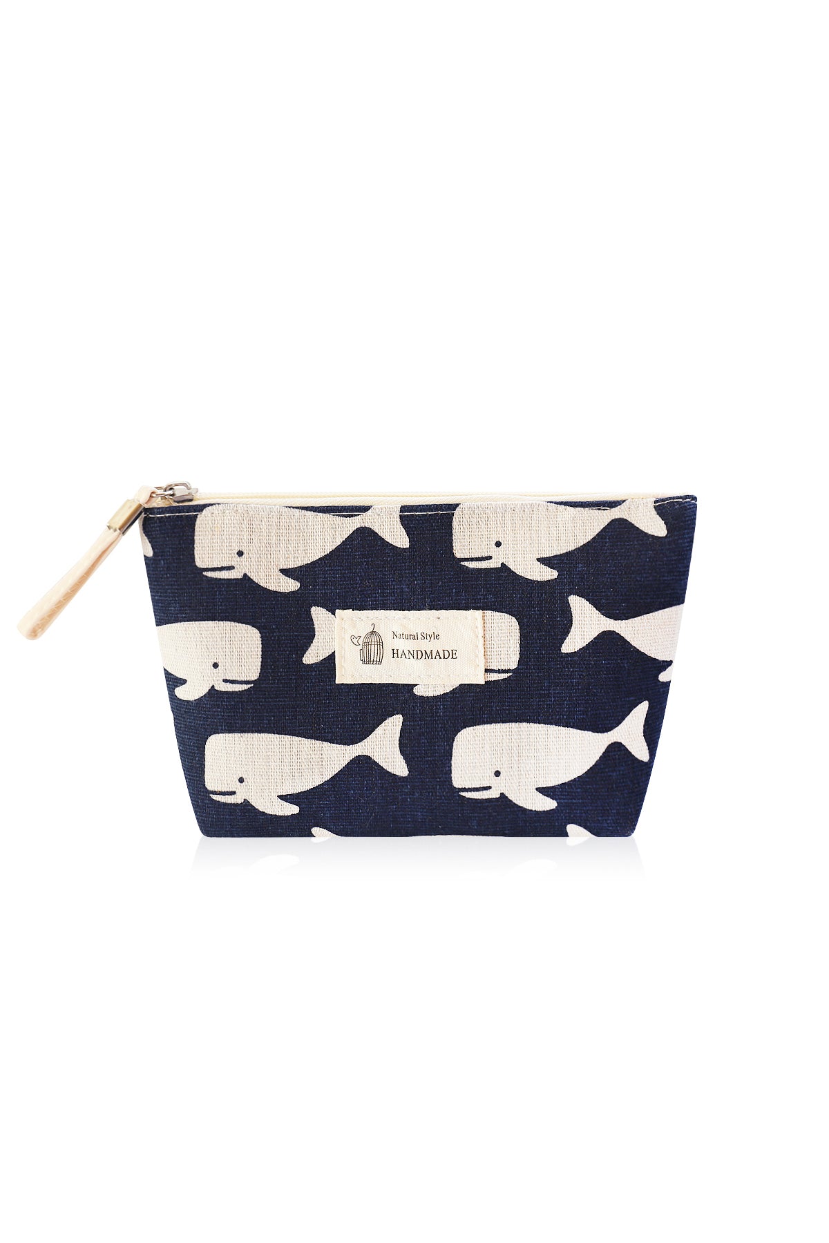 Small Makeup Bag Cute Print Cosmetic Toiletry Pouch - Blue Whale
