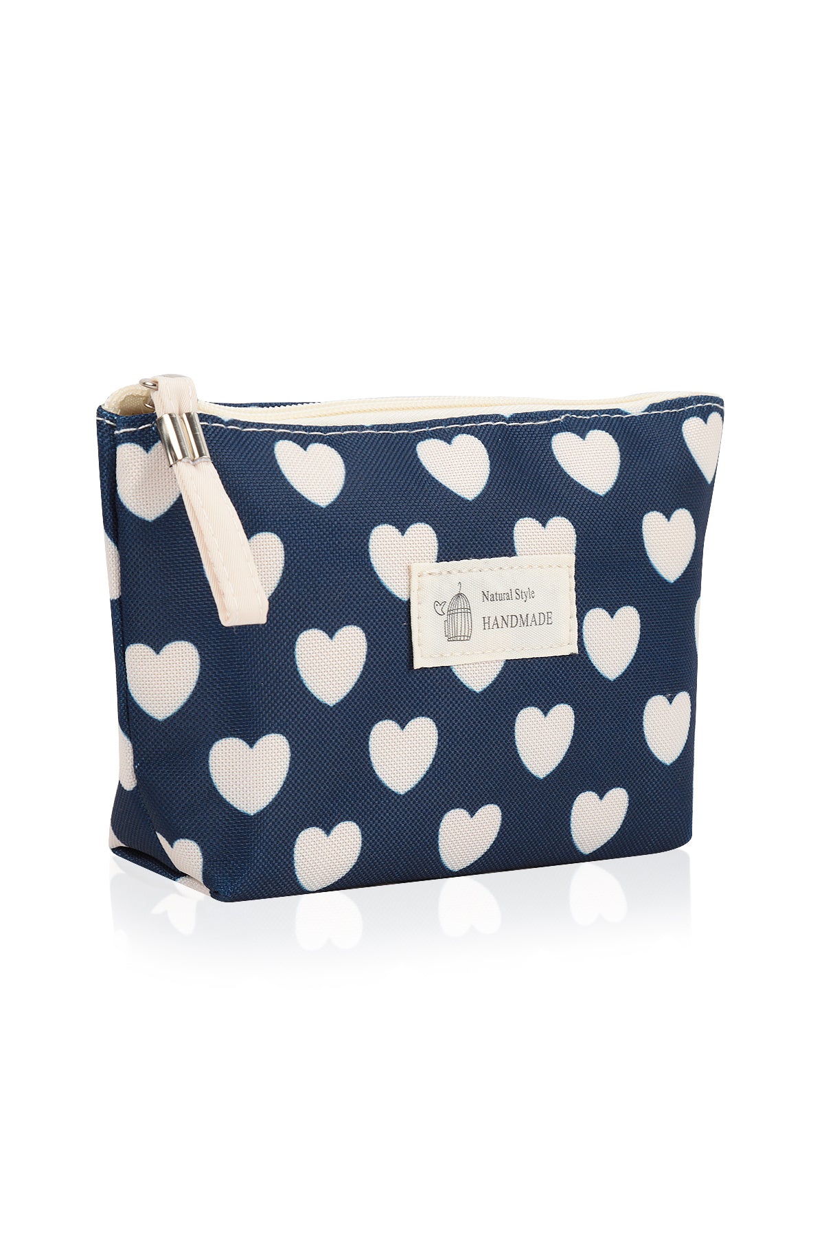 Small Makeup Bag Cute Print Cosmetic Toiletry Pouch - Blue Heart