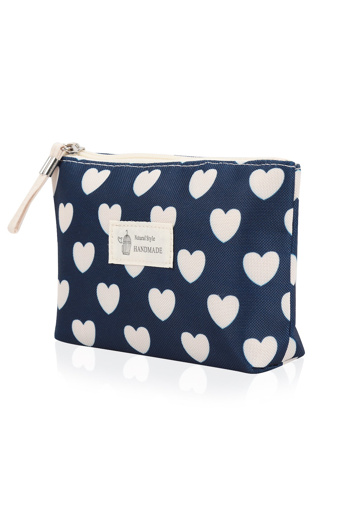 Small Makeup Bag Cute Print Cosmetic Toiletry Pouch - Blue Heart