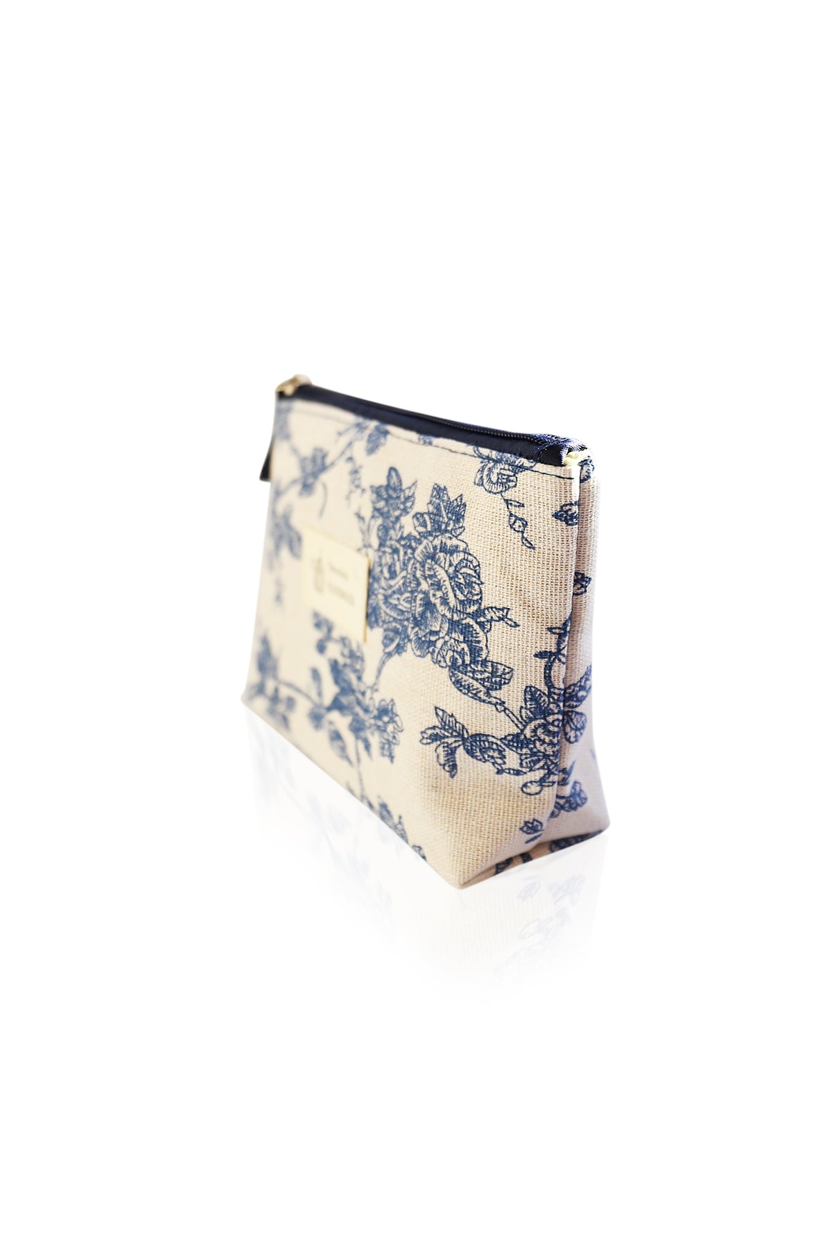 Small Makeup Bag Cute Print Cosmetic Toiletry Pouch - Blue Floral