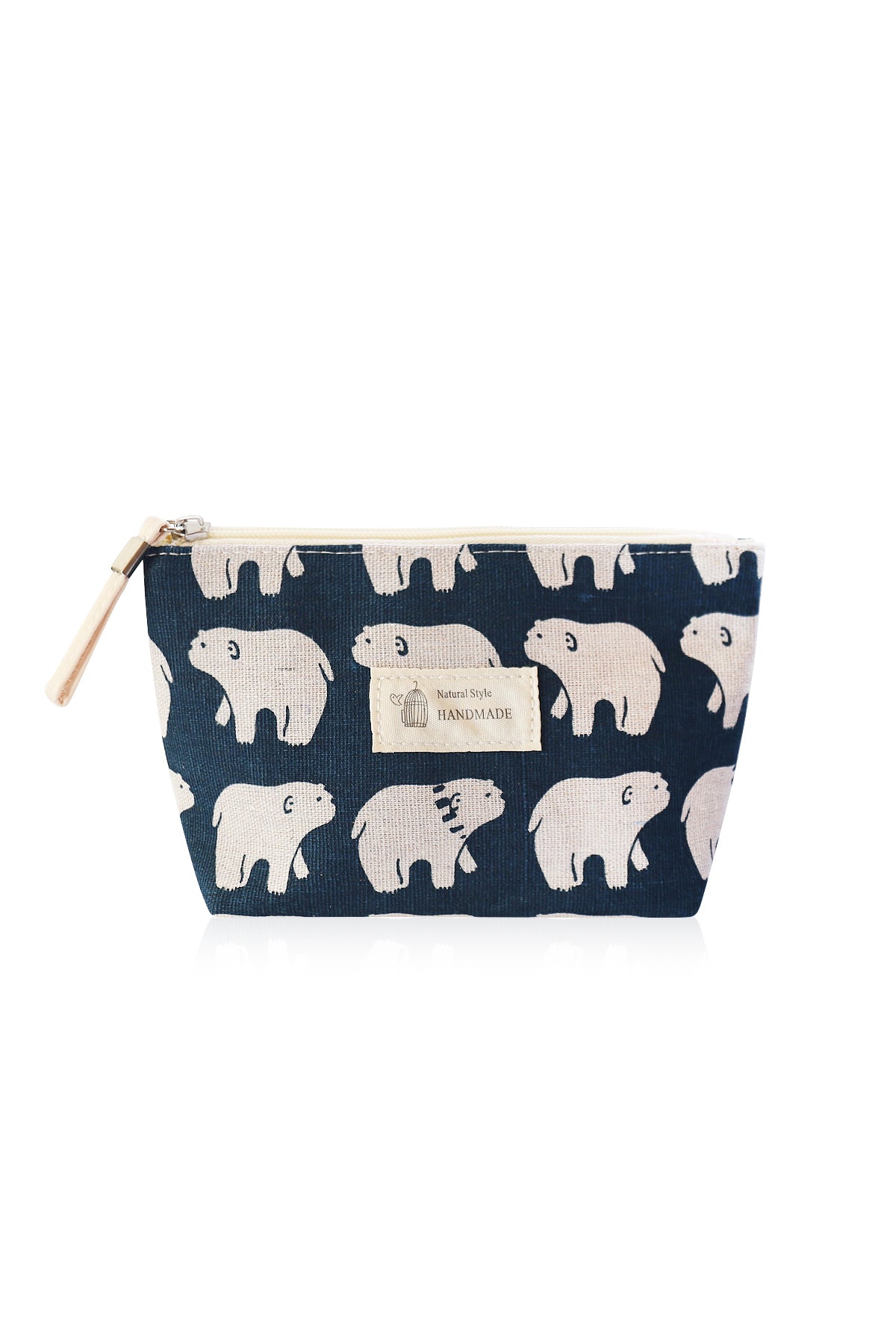 Small Makeup Bag Cute Print Cosmetic Toiletry Pouch - Blue Polar