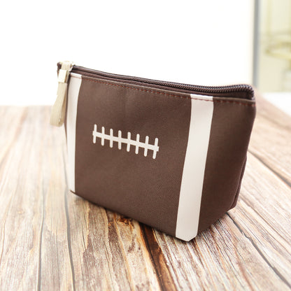 Sports Print Makeup Bag Travel Case Organizer Pouch - Football