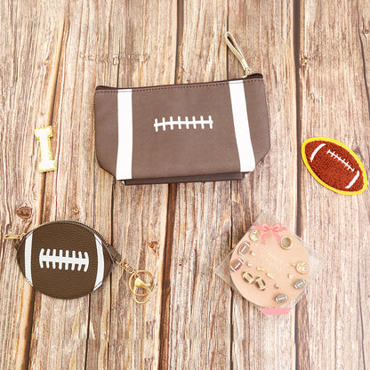 Sports Print Makeup Bag Travel Case Organizer Pouch - Football
