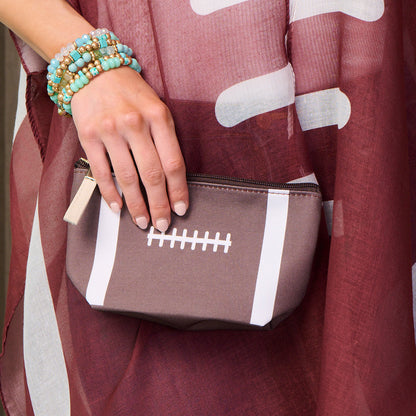 Sports Print Makeup Bag Travel Case Organizer Pouch - Football