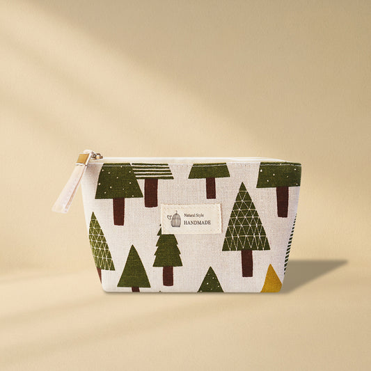 Small Makeup Bag Cute Print Cosmetic Toiletry Pouch - Green