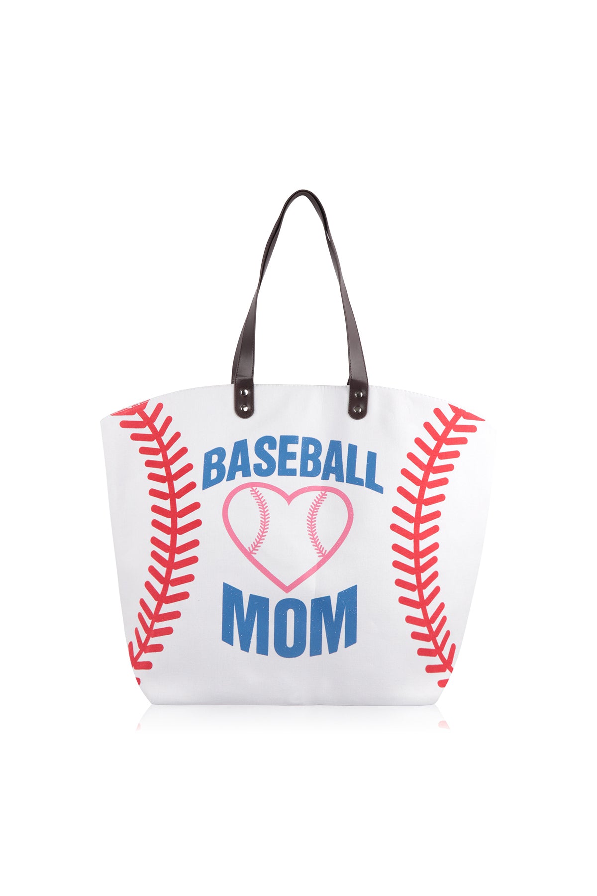 Mini Momo Sports Print Canvas Tote Game Day Bag - Oversized Handbag - Main - Baseball