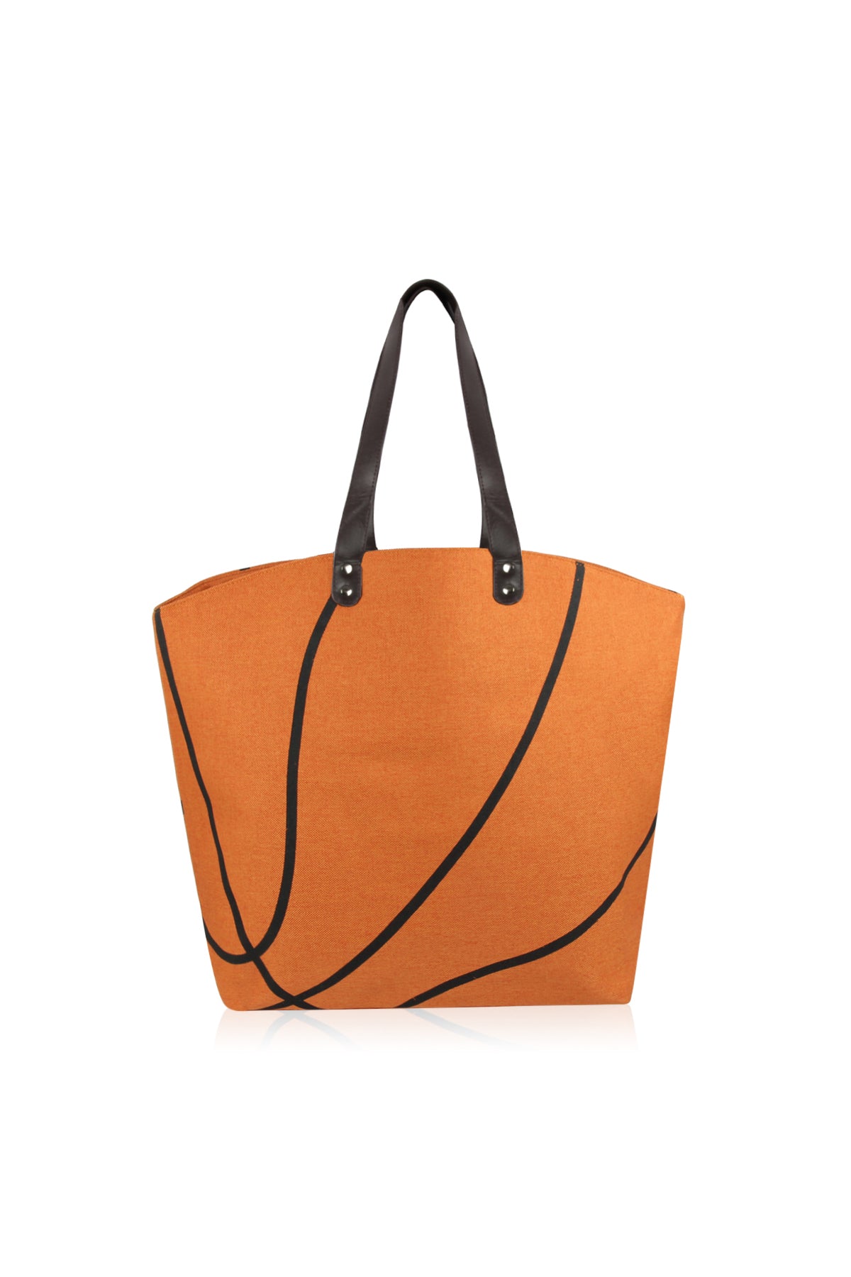 Mini Momo Sports Print Canvas Tote Game Day Bag - Oversized Handbag - Main - Basketball