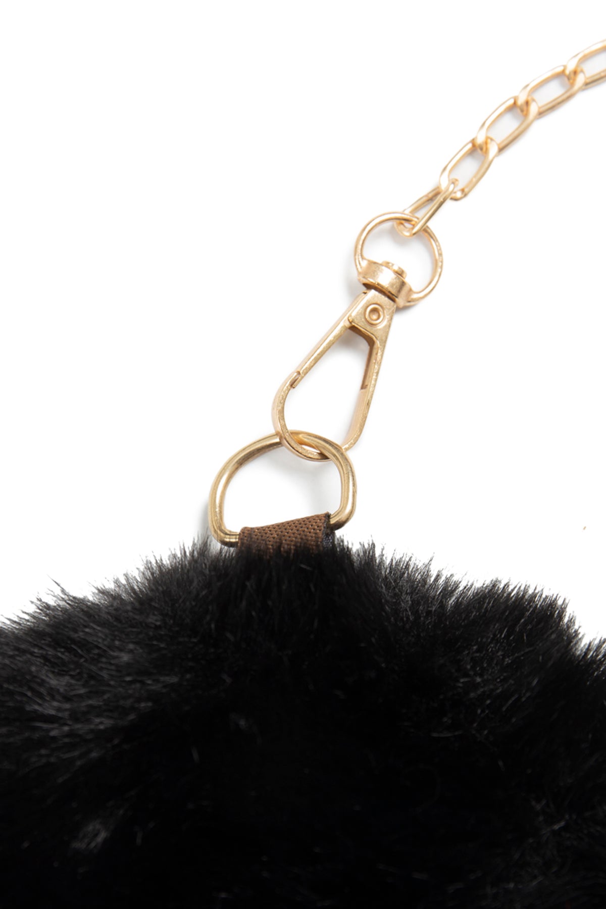 Cute Handbags Girls Purse - Faux Fur Crossbody - Fluffy Heart Chain Bag - Black