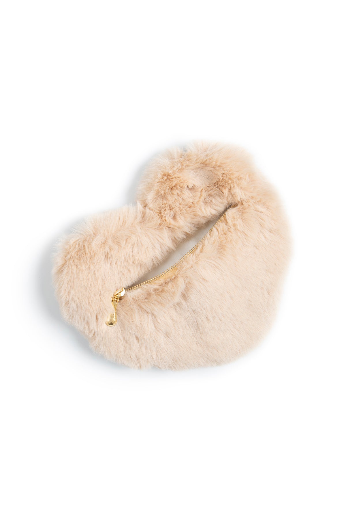 Cute Handbags Girls Purse - Faux Fur Crossbody - Fluffy Heart Chain Bag - Brown