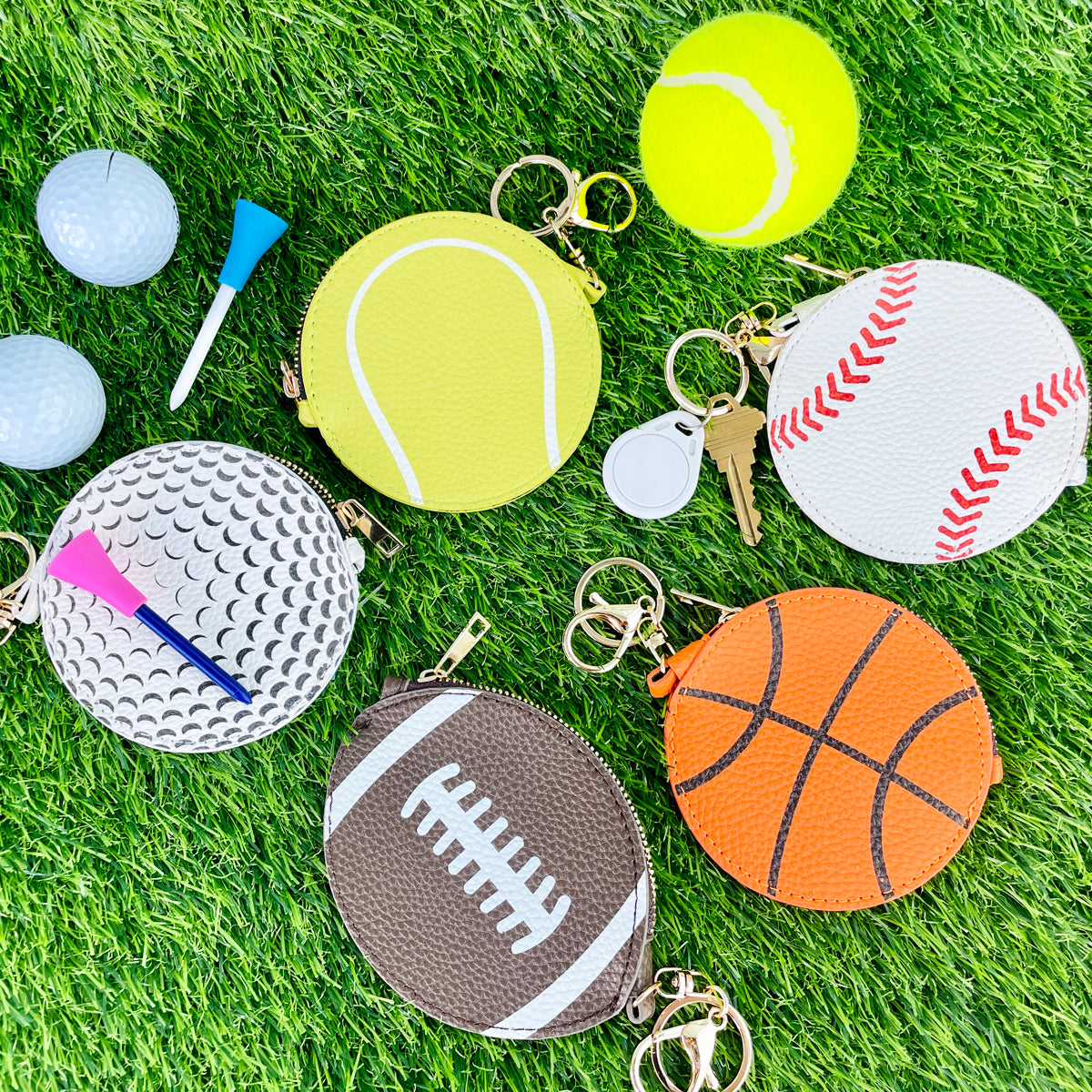 Football Key Chain Bag Charm - Sports Coin Purse Zip Pouch Cute Team Gift
