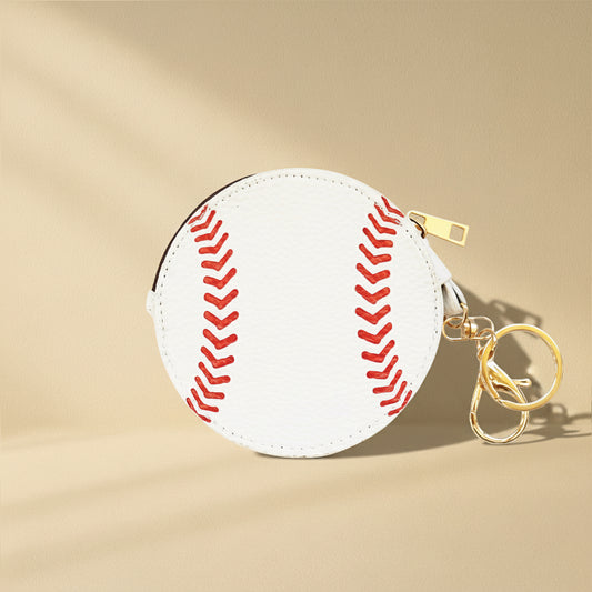 Baseball Key Chain Bag Charm - Sports Coin Purse Zip Pouch Cute Team Gift