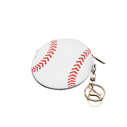 Baseball Key Chain Bag Charm - Sports Coin Purse Zip Pouch Cute Team Gift
