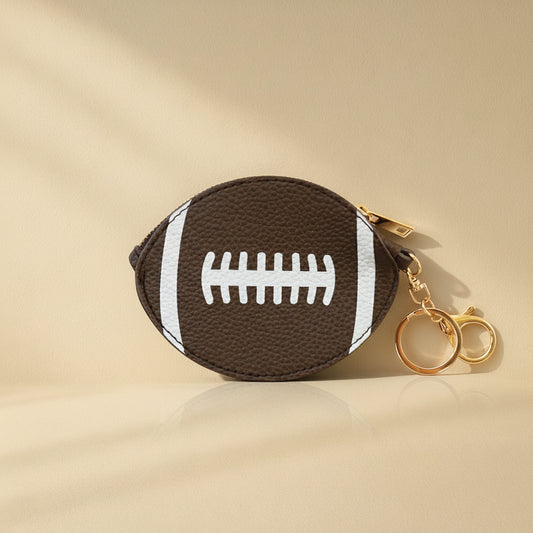 Football Key Chain Bag Charm - Sports Coin Purse Zip Pouch Cute Team Gift