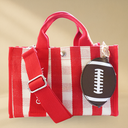 Football Key Chain Bag Charm - Sports Coin Purse Zip Pouch Cute Team Gift