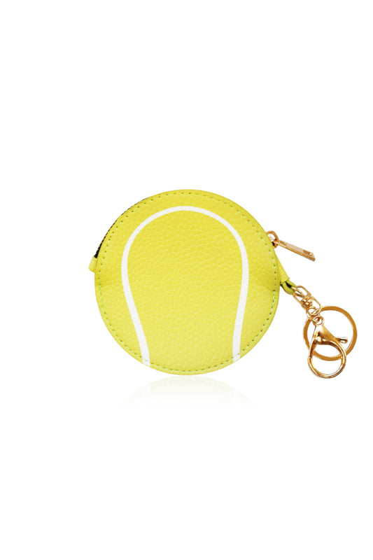 Tennis Ball Key Chain Bag Charm - Sports Coin Purse Zip Pouch Cute Team Gift