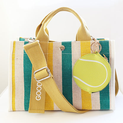 Tennis Ball Key Chain Bag Charm - Sports Coin Purse Zip Pouch Cute Team Gift