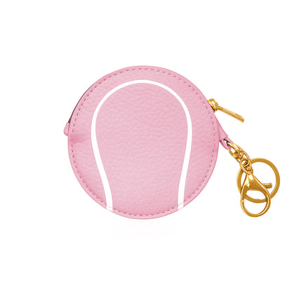 Light Pink Tennis Ball Key Chain Bag Charm - Sports Coin Purse Zip Pouch Cute Team Gift