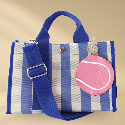 Pink Tennis Ball Key Chain Bag Charm - Sports Coin Purse Zip Pouch Cute Team Gift