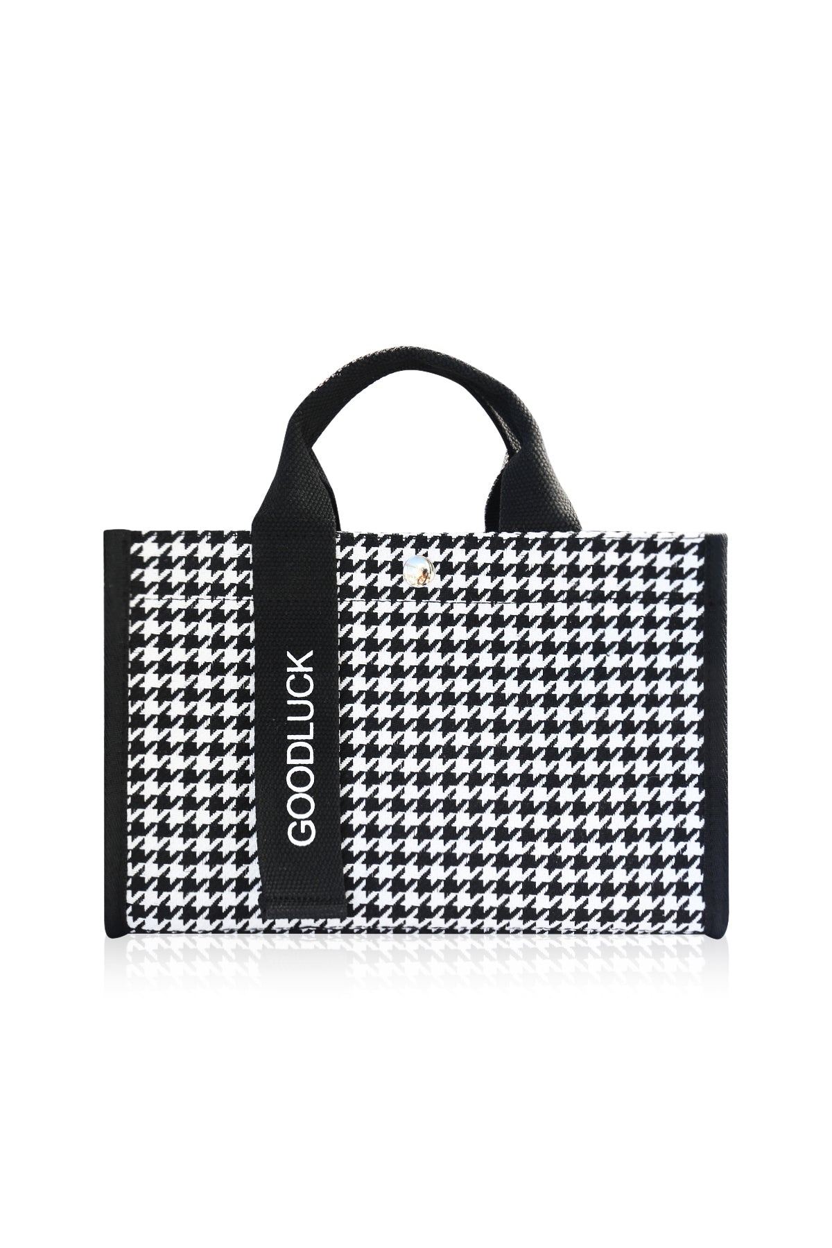 Canvas Tote Bag Shoulder Crossbody Strap Structured Purse Handbag -  Houndstooth Black