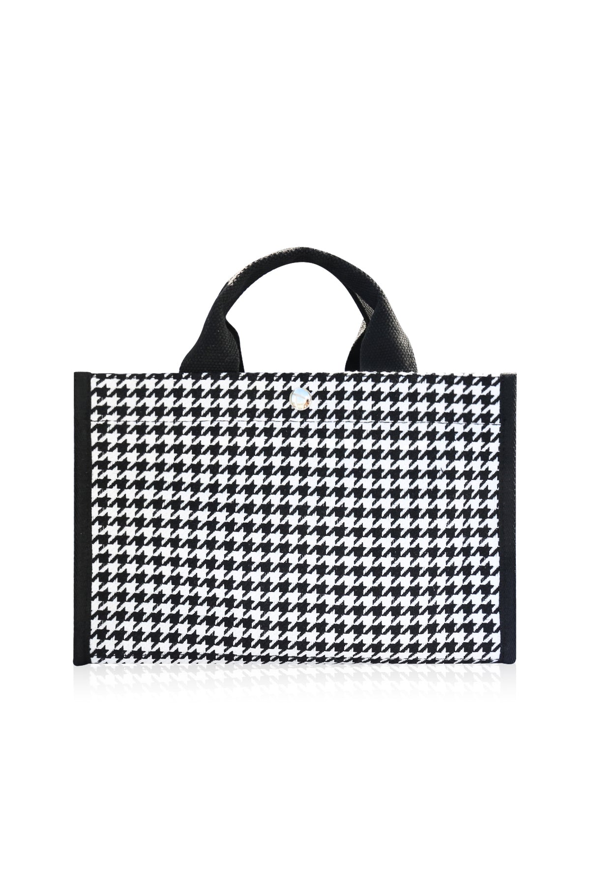 Canvas Tote Bag Shoulder Crossbody Strap Structured Purse Handbag -  Houndstooth Black