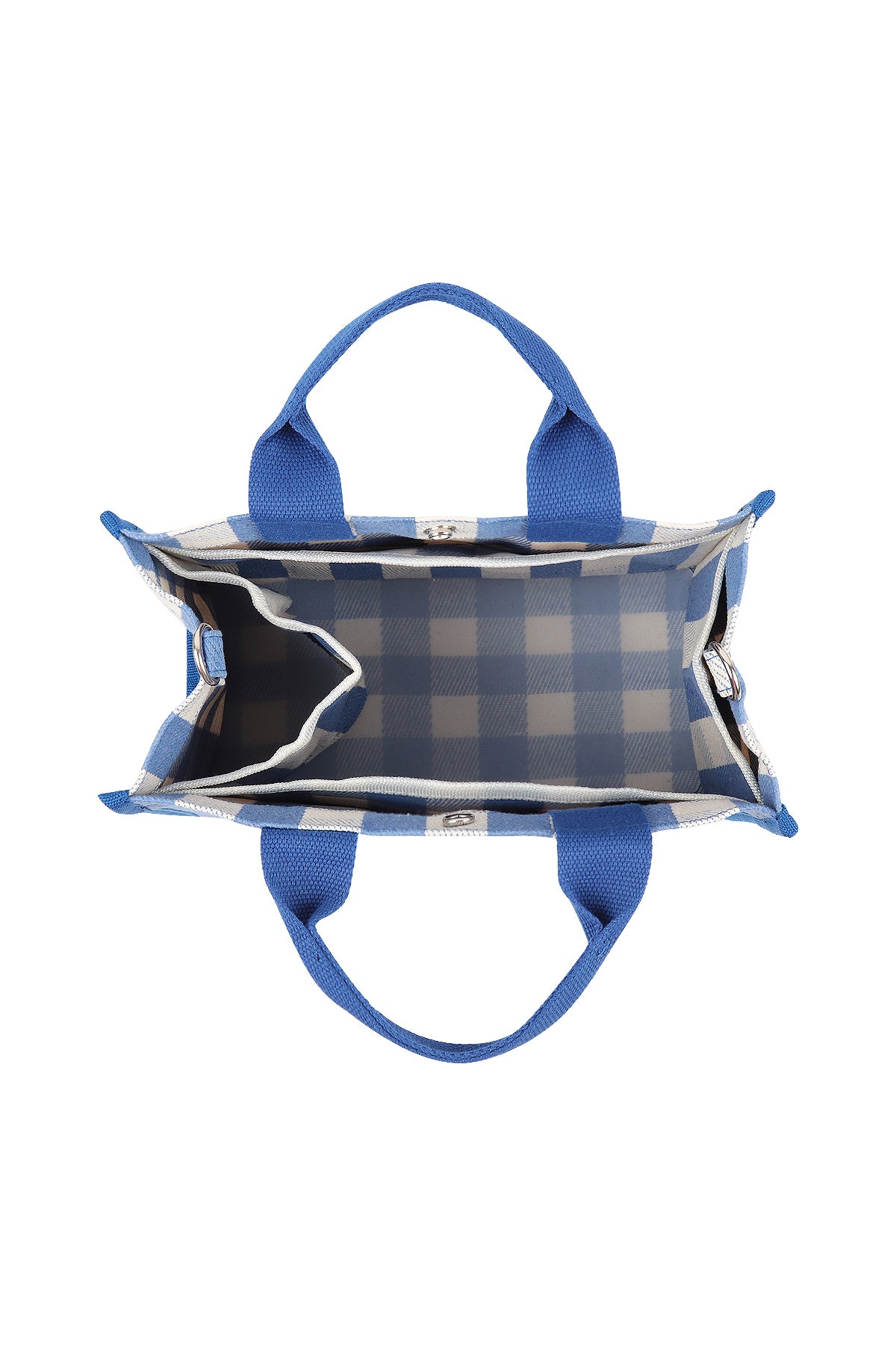 Canvas Tote Bag Shoulder Crossbody Strap Structured Purse Handbag -  Plaid Light Blue