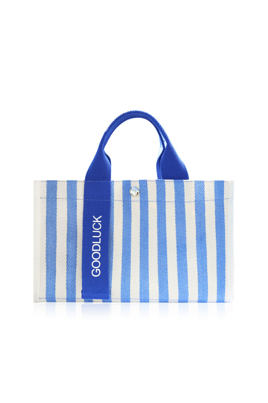 Canvas Tote Bag Shoulder Crossbody Strap Structured Purse Handbag -  Stripe Light Blue