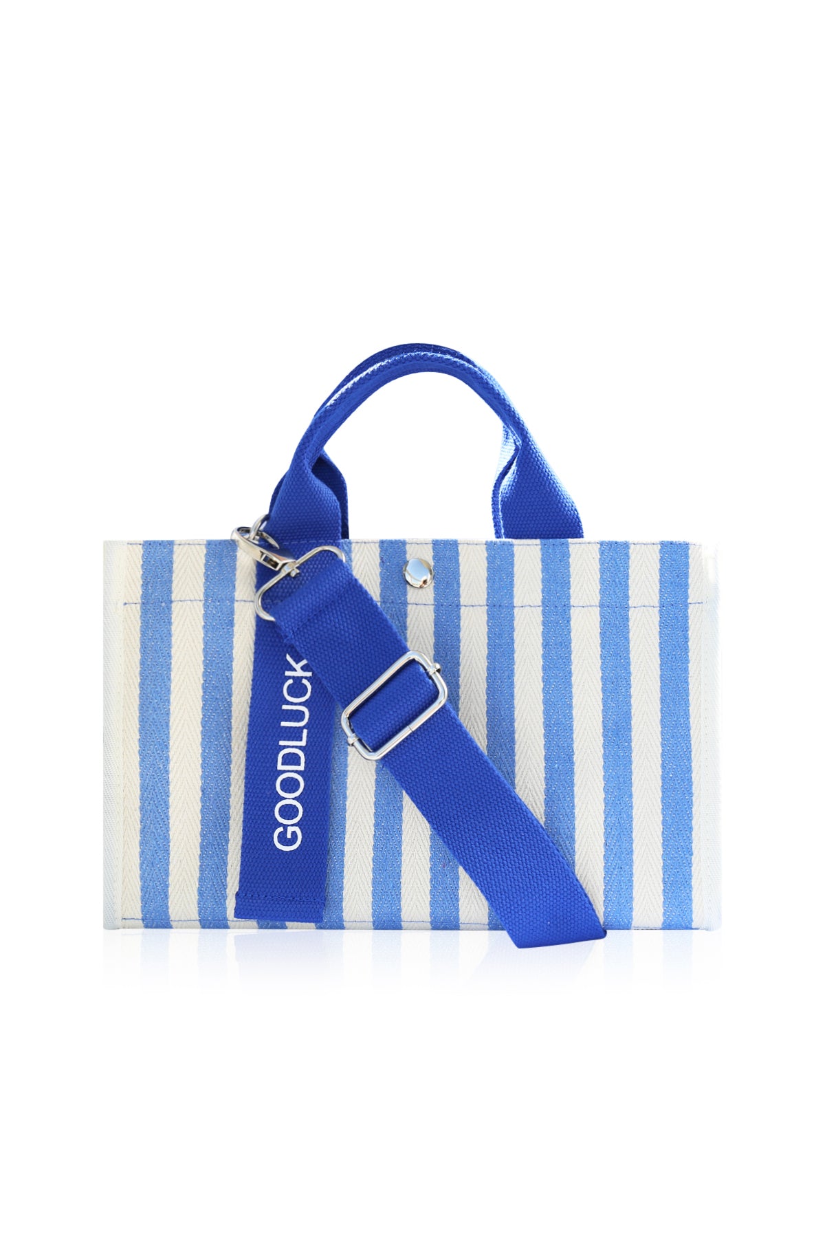 Canvas Tote Bag Shoulder Crossbody Strap Structured Purse Handbag -  Stripe Light Blue