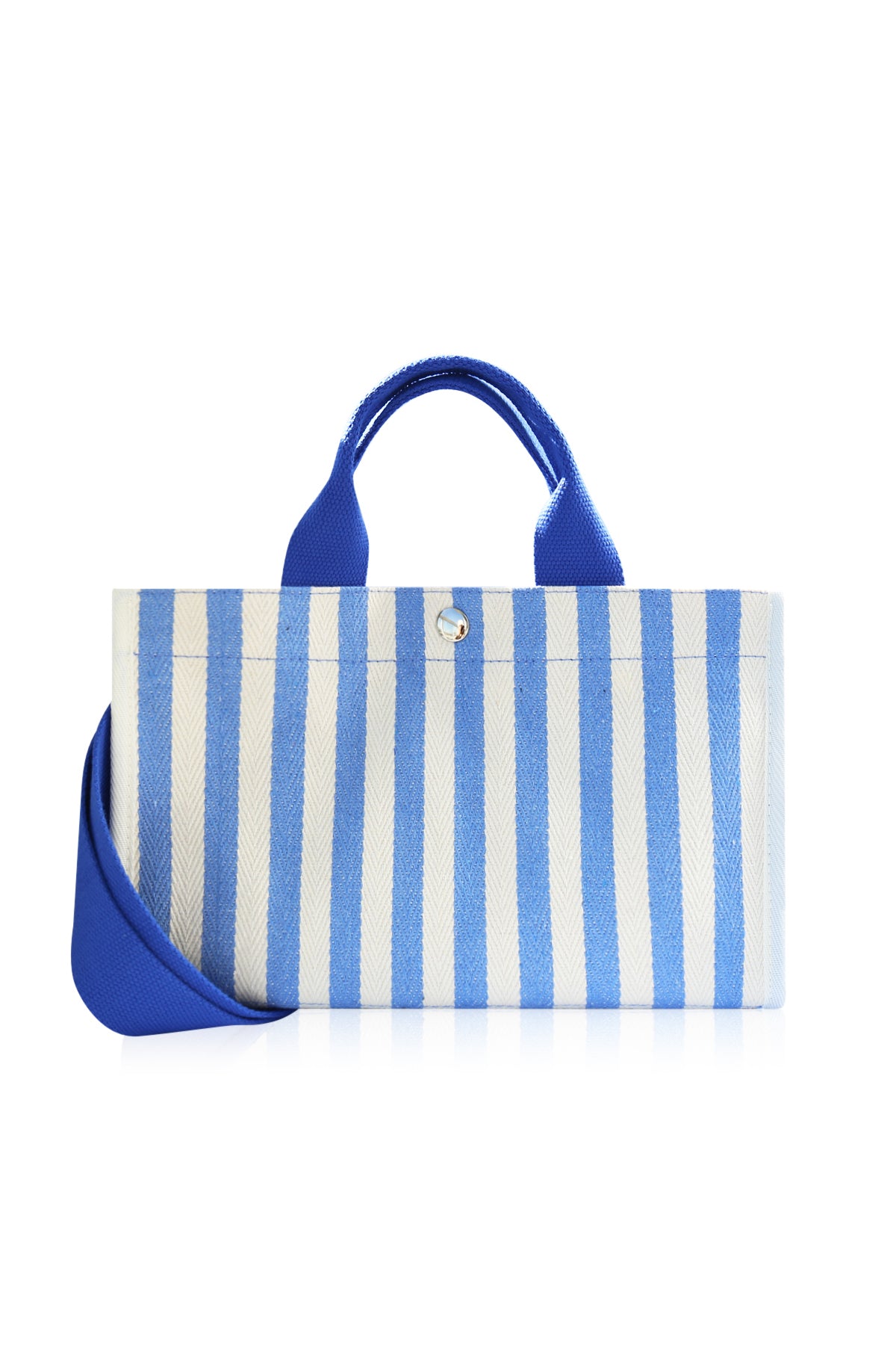 Canvas Tote Bag Shoulder Crossbody Strap Structured Purse Handbag -  Stripe Light Blue