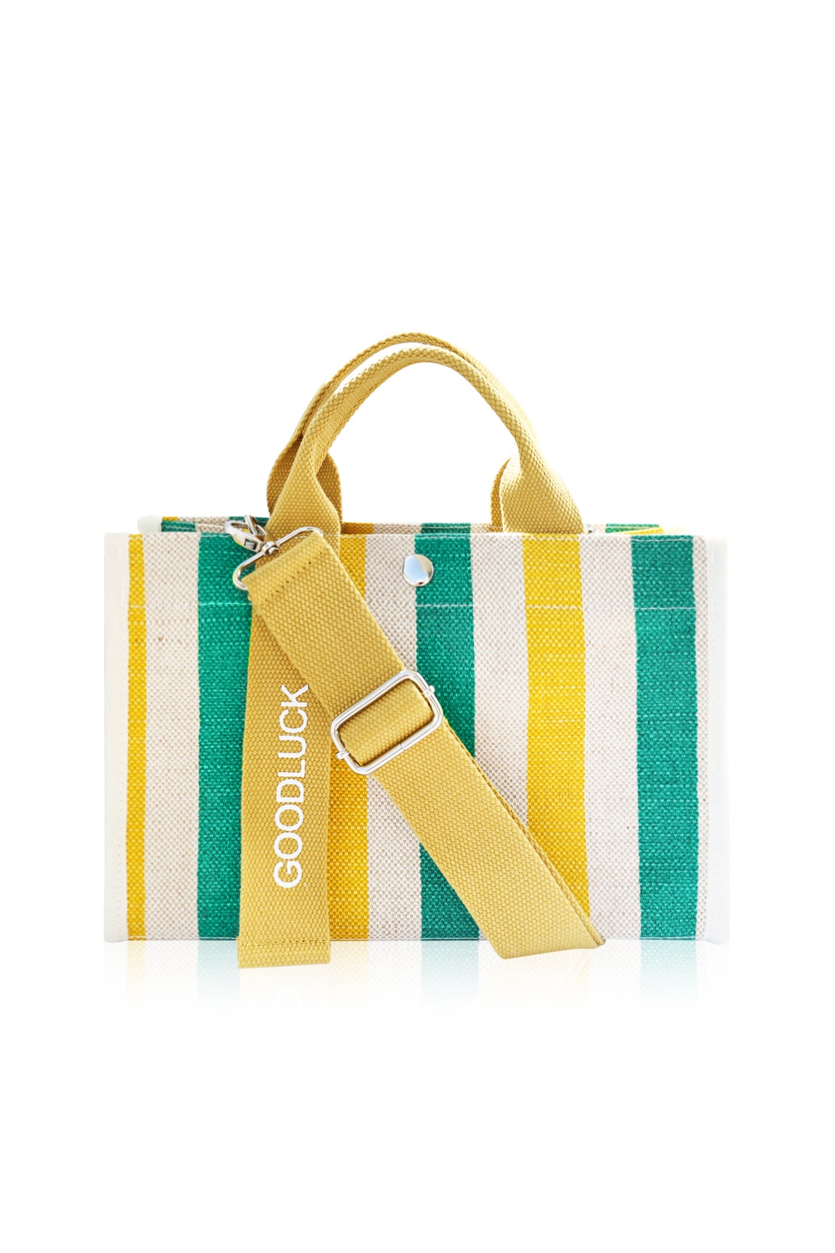 Canvas Tote Bag Shoulder Crossbody Strap Structured Purse Handbag -  Stripe Yellow