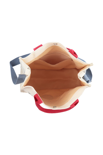 Smile Canvas Tote Bag Shoulder Crossbody Strap Fabric Shopper Purse Handbag - Ivory