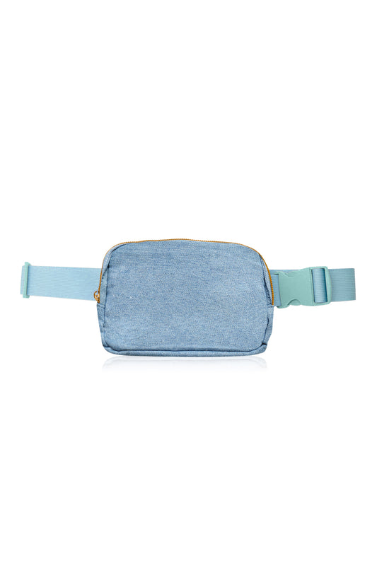 Belt Bag Waist Pouch Adjustable Strap Running Travel Fanny Pack - Denim