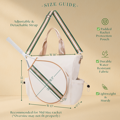 Tennis Striped Tote Bag  - Navy/Green Stripe