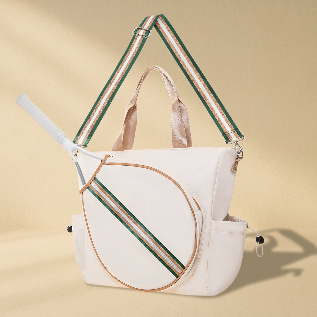 Tennis Striped Tote Bag - Ivory/Green Gold – Loven